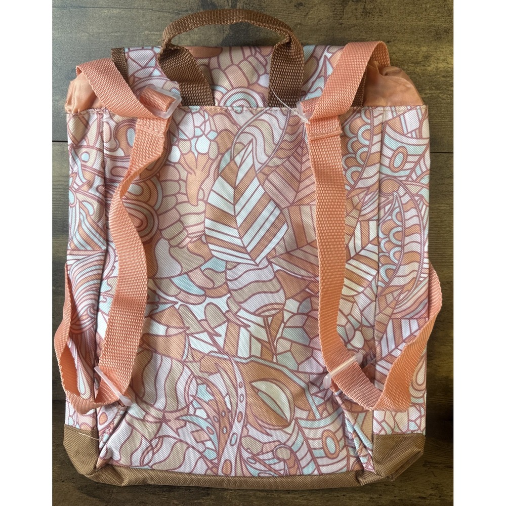 Abstract Peach Drawstring Snap Flap Printed Canva… - image 2